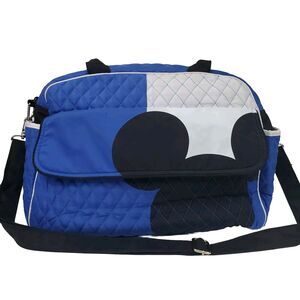 Bradford Exchange x Disney Blue/Black Mickey Quilted Weekend Shoulder Bag +Strap